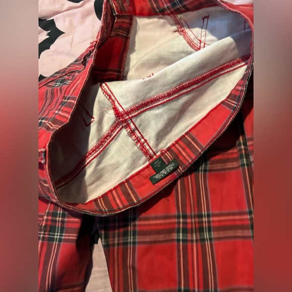 Tartan plaid stretch jeans pants hella nice to patch zip punk diy sz 10 - Picture 6 of 6